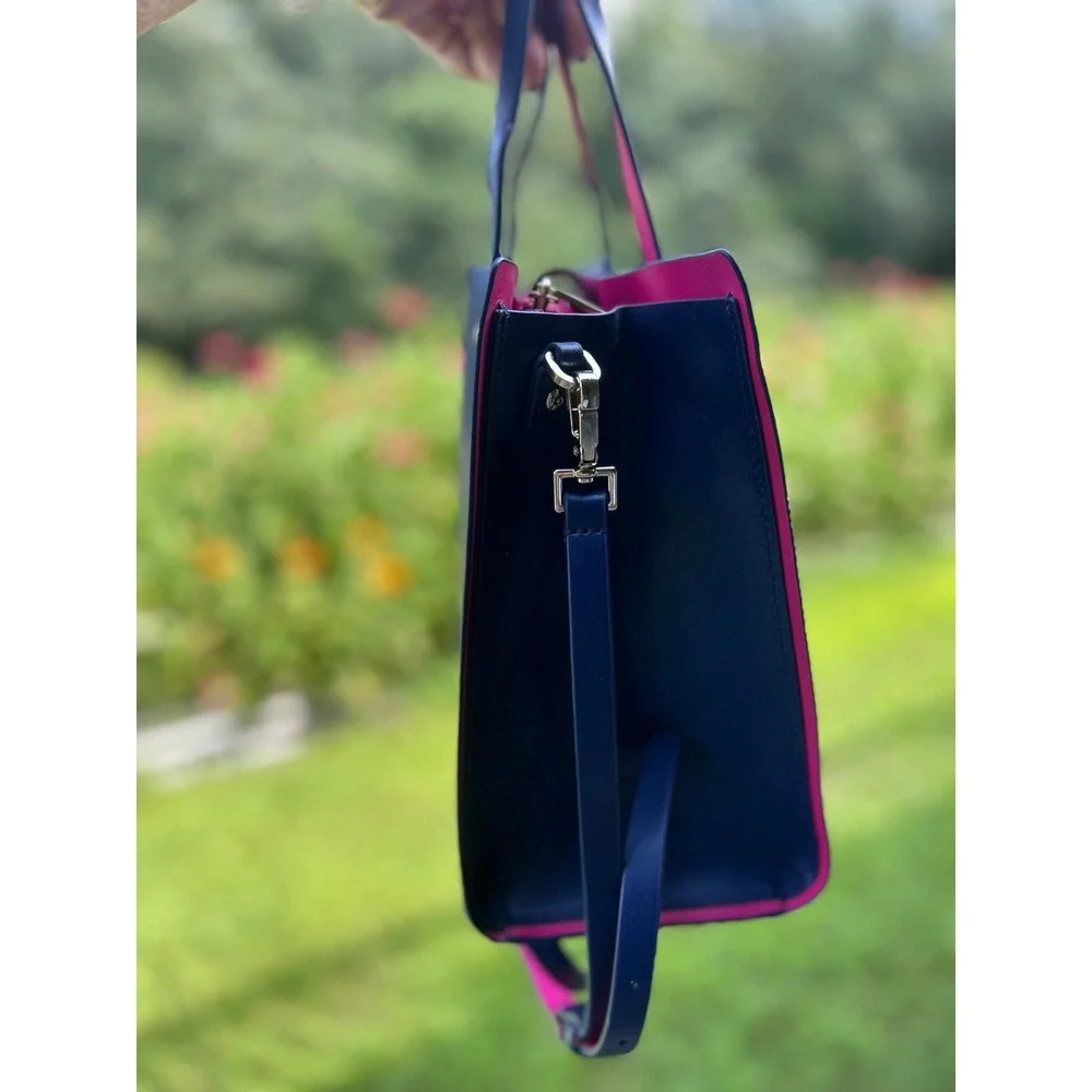 Kate Spade Arbour Hill Elodie Blue Pink Leather Satchel Crossbody Tote Bag